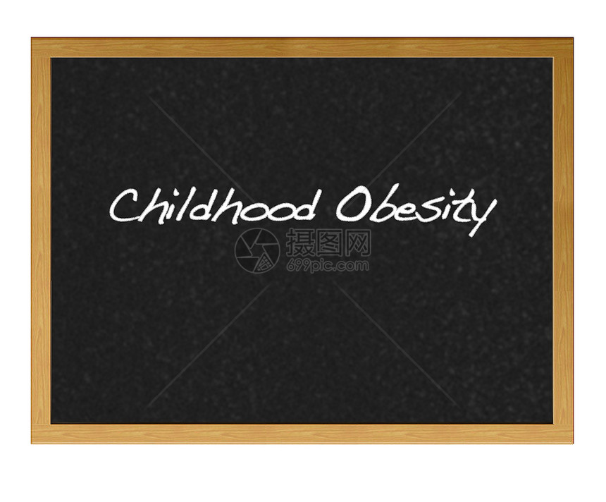 带有儿童肥胖症的孤立黑板图片