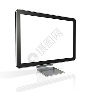 3d电视计算机屏幕白色与剪切路径隔离电视计算机屏幕图片
