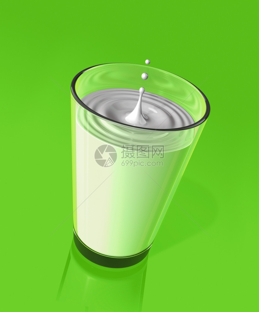 3D插图牛奶和杯的波纹图片