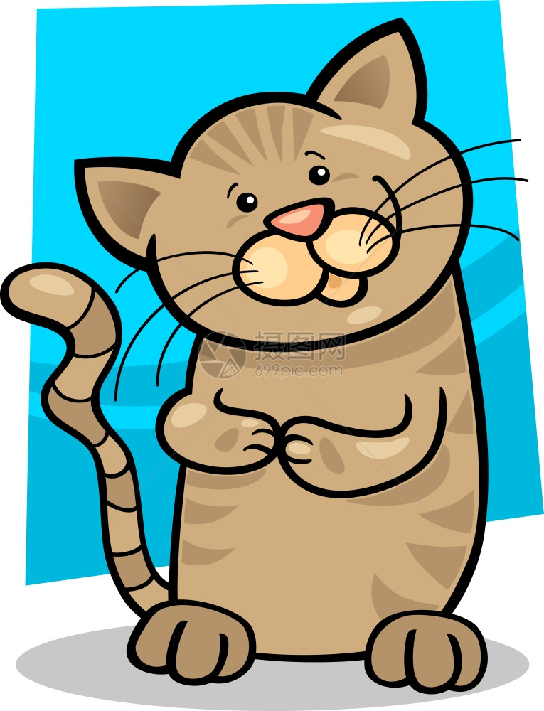 可爱棕色小猫的漫画插图图片