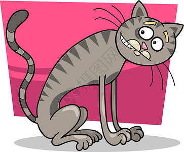 薄灰色小猫卡通插图图片