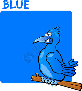 卡通蓝彩色蓝和鸟的漫画插图背景