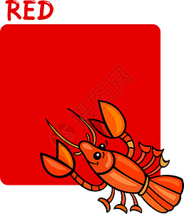 红色和龙虾的漫画插图图片