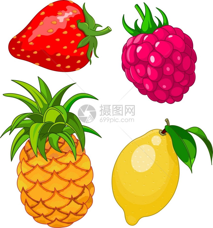 卡通水果柠檬草莓和菠萝图片