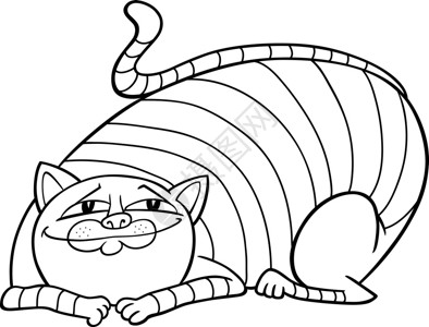 用于彩色书籍的可爱胖小猫卡通插图图片