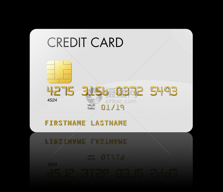 白色信用卡被隔离在黑色与剪切路径白色的信用卡图片