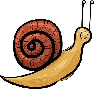 用贝壳插图可爱蜗牛的卡通插图图片