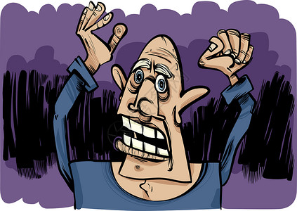 愤怒和惊吓的男子漫画草图插图片