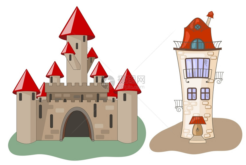 中世纪城堡和房屋图片