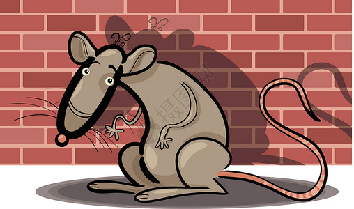 老鼠反砖墙的讽刺漫画插图图片