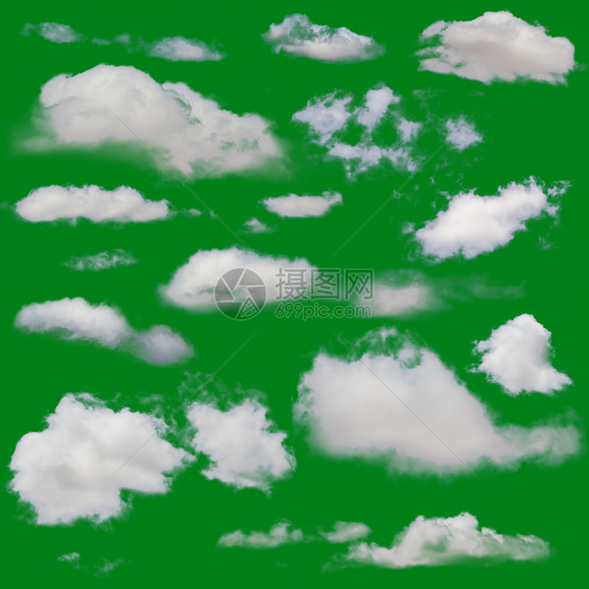 孤立的白云切除绿色染体背景提取的云收集图片