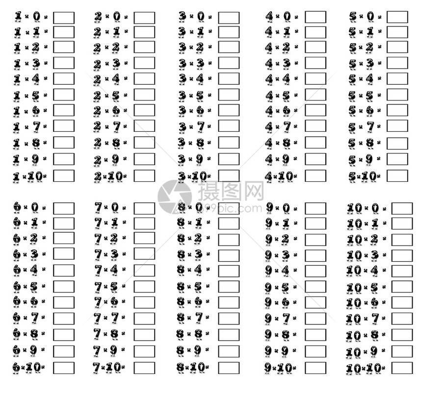 用一个乘法表格的数图解图片