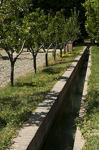 灌溉的水渠道进入园圃图片