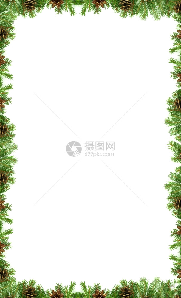 在白色背景上孤立的圣诞绿色框架图片