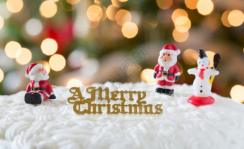 雪人蛋糕蛋糕上的圣诞老人和雪人背景