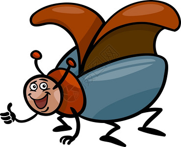 滑稽甲虫或公鸡毛昆的漫画插图图片