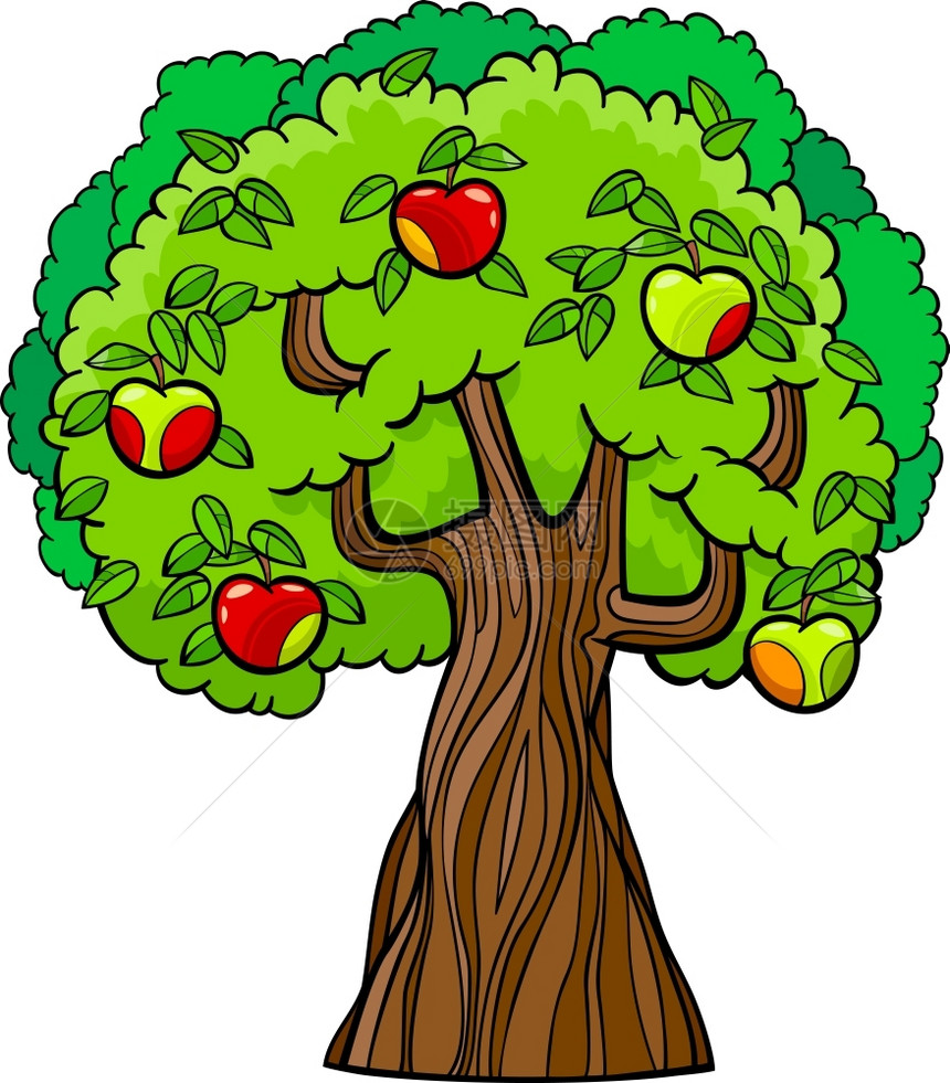 苹果树漫画插图图片
