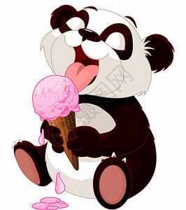 吃冰淇淋的可爱熊猫背景图片