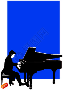 钢琴剪影素材钢琴家插画