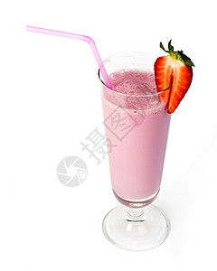 白色背景上的草莓鸡尾酒背景图片