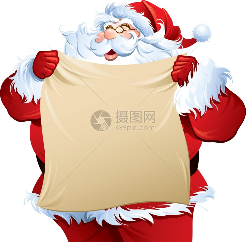 可爱的santClus持有文本横幅图片