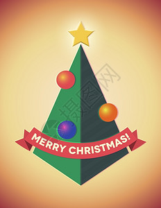 带丝和的复古几何圣诞节树图片
