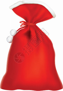 甜美活力清纯圣诞装扮美女圣红袋插画