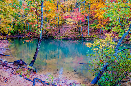 秋天的北卡罗莱纳湖背景图片