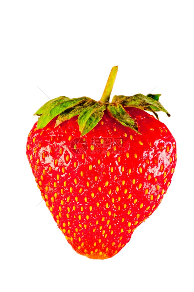 一个草莓和绿叶图片