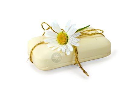 白肥皂和麻绳菊花捆绑在一起图片