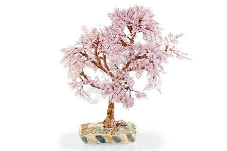 小粉红色花手工做的日本樱桃珠背景