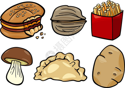 食品物漫画插图背景图片