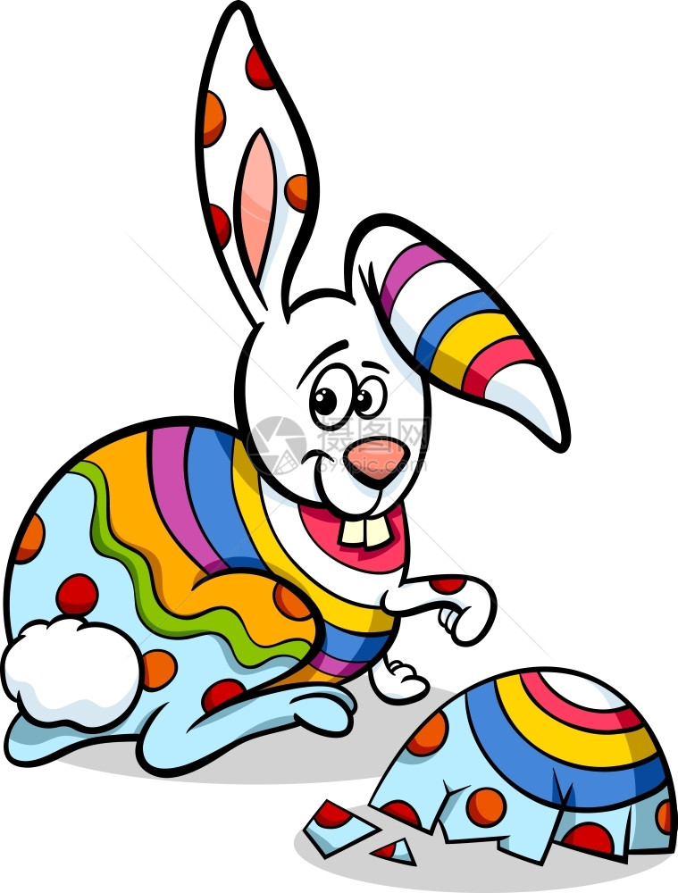 有趣的复活节兔子漫画插图图片