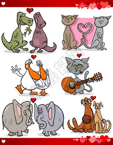 情人节卡通可爱的动物图片