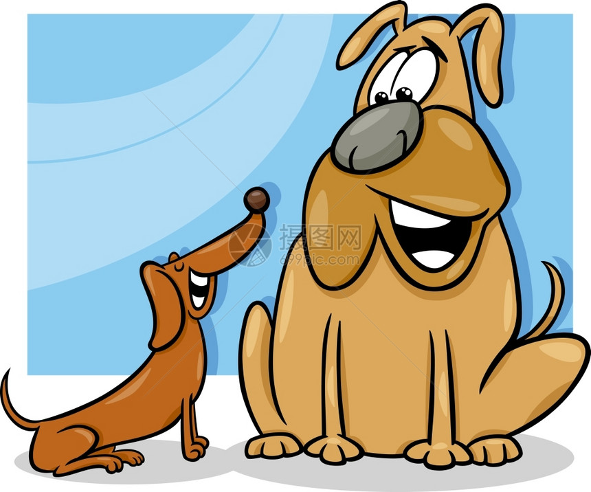 漫画插图两只滑稽聊天狗图片