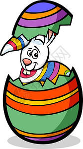 漫画插图有趣的兔子在多彩色的蛋壳东方鸡图片