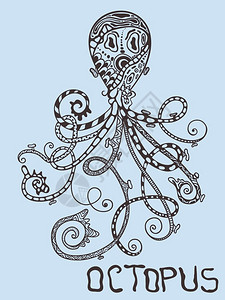 手工绘制的矢量章鱼图片