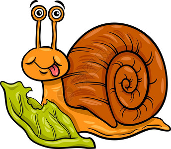 卡通可爱蜗牛插图背景图片