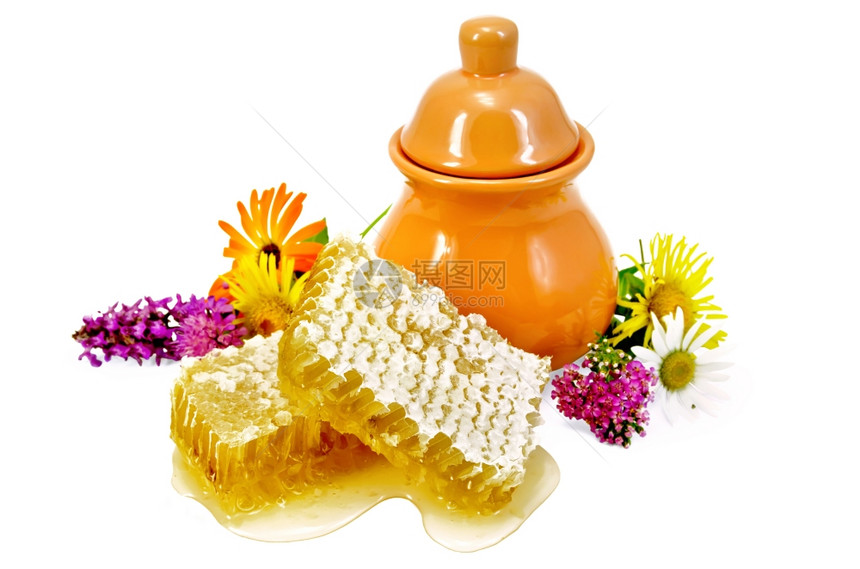 有香蜜野花陶瓷壶的蜂蜜窝和香图片