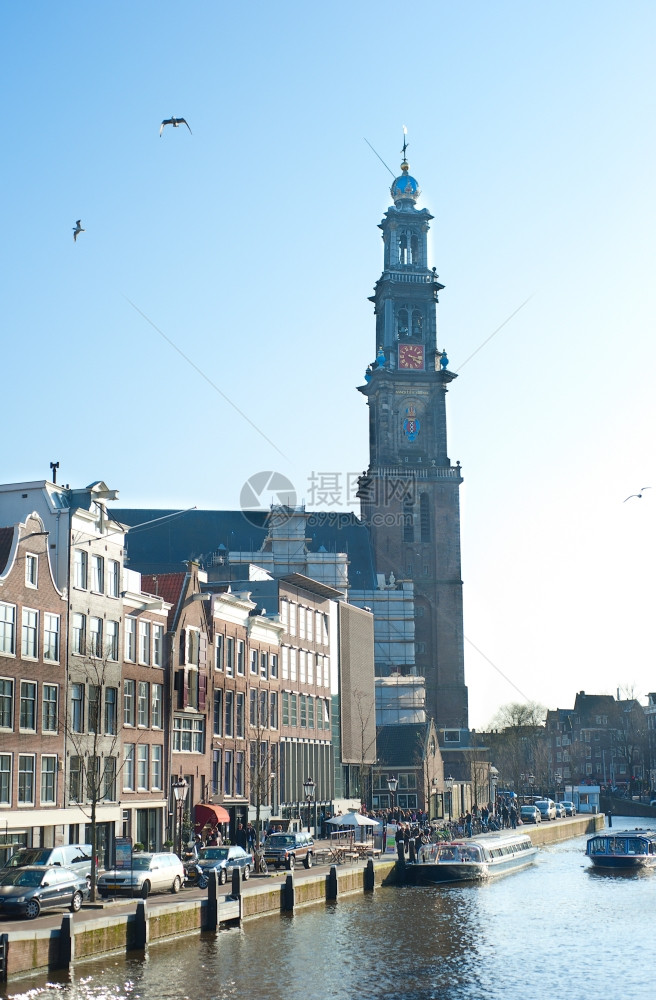 Prinsegacht街和古老的西教堂图片