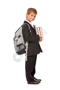 小男孩背着书包图片