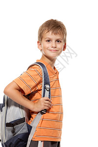 小男孩背着书包背景图片