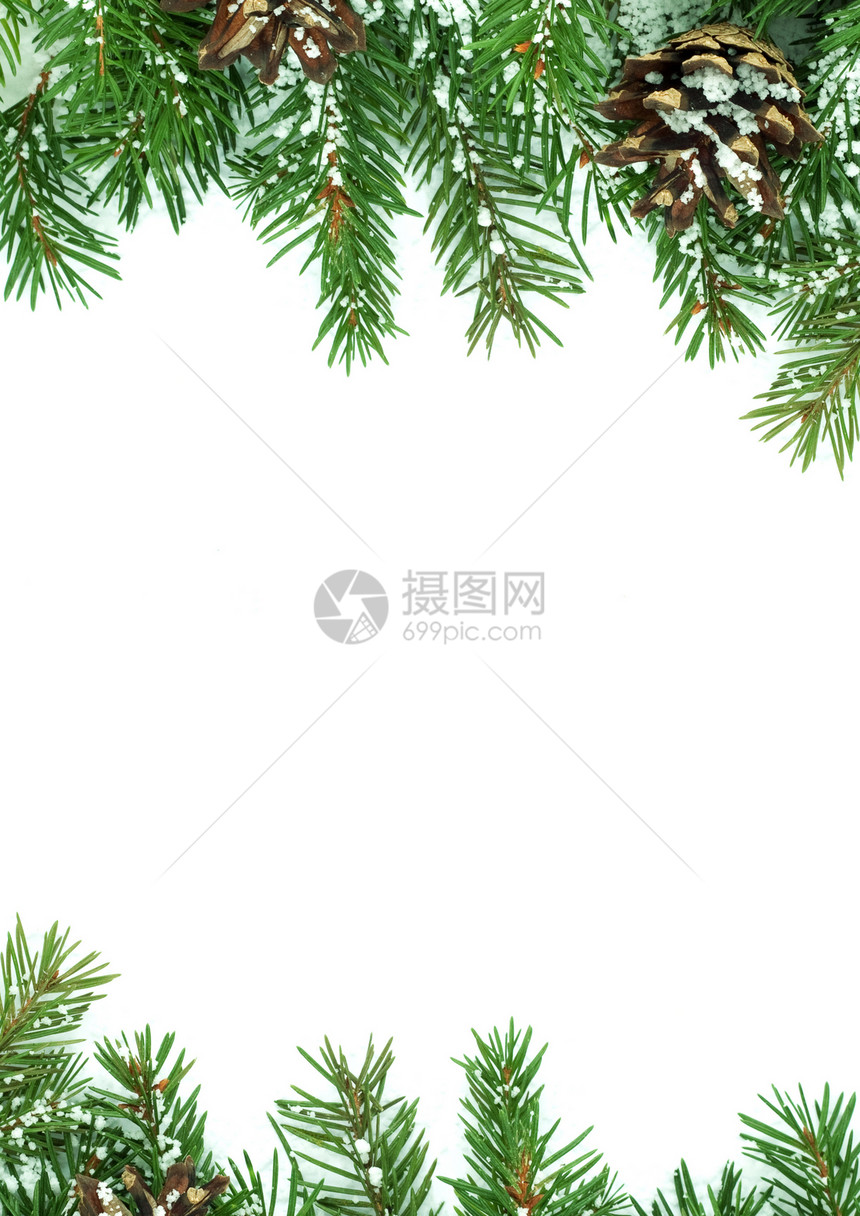 白底雪隔离的圣诞节框架图片