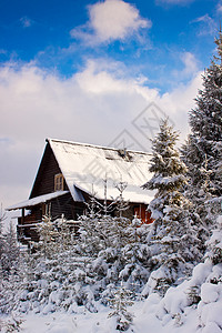 冬季山屋的文字照片图片
