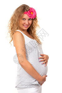 孕妇在抚摸肚子图片