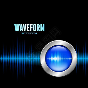 音频波形素材带有蓝色声音或乐波符号的银键插画