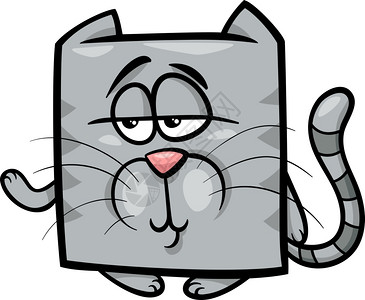 滑的平方猫字漫画插图图片
