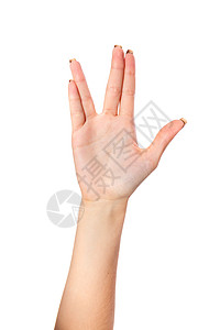 女手掌的动势孤立在白色背景上图片