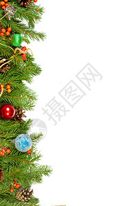 圣诞节背景有球和装饰白背景孤立高清图片