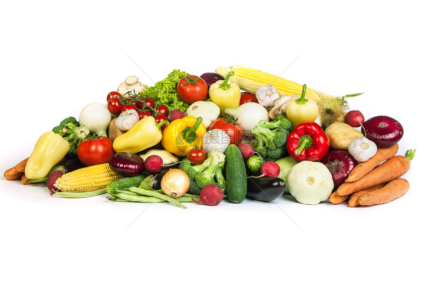 白色背景上隔离的一组新鲜蔬菜图片